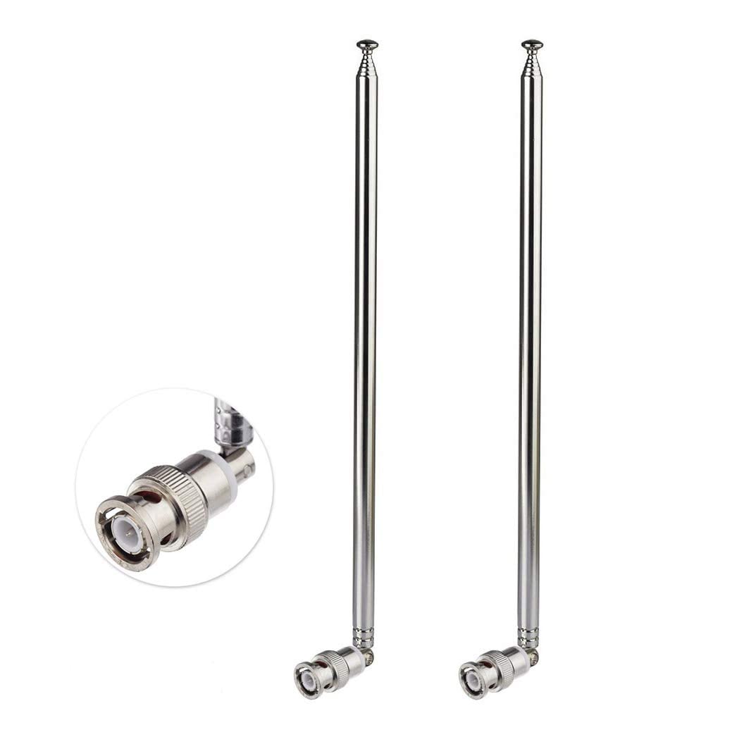 Bingfu VHF UHF 7-Sections Telescopic BNC Male Aerial Antenna 115cm for CB Radio Police Scanner Ham Radio Two Way Mobile Scanner Wireless Microphone Receiver Frequency Counter(2-Pack)