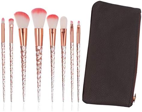 YINUO 8 Pcs Unicorn Bling Makeup Brush Set with Makeup Bag Face Foundation Powder Eyeline Blush Brush