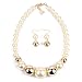 KOSMOS-LI Faux Big Ivory Pearl Choker Necklace with Earrings Set