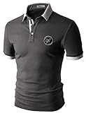Doublju Mens round logo patched short sleeve polo shirts