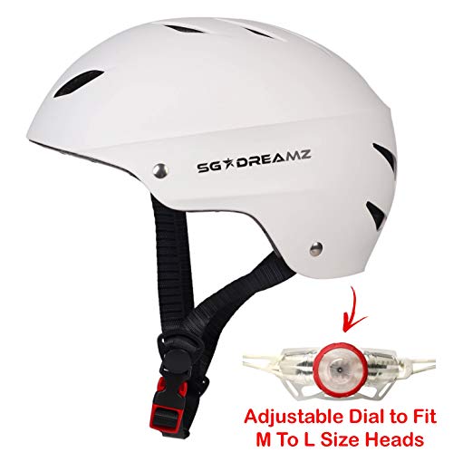 SG Dreamz Adult Helmet – Commuter Bicycle Helmets for Men and Women - Adjustable Dial for Head Circumference 22" to 24.4" (Head Size Medium to Large) (White)