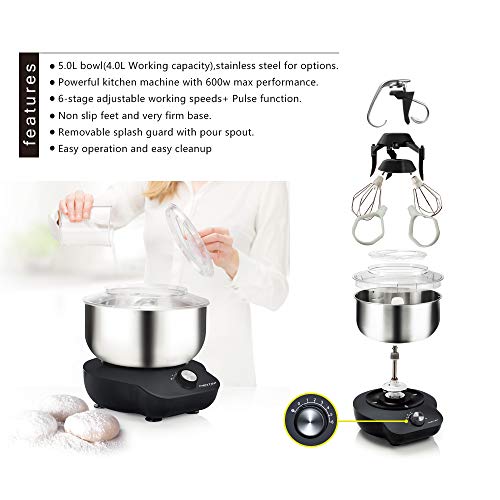 THRITOP Stand Mixer Food Mixers, with 5QT Mixing Bowl for Bread and