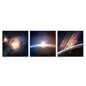 3 Piece Canvas Wall Art for Living Room Bedroom Home Artwork Vast Starry Sky Paintings Ready to Hang - 12"x12"x3 Panels