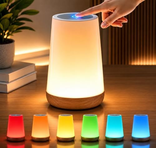 Luminária de Mesa LED Portátil Touch Sem Fio com USB, 13 Cores de Luz, Ajuste de Intensidade e 3 Modos de Iluminação, Ideal para Quarto, Sala e Leitura – Qualidade Premium LNMAX®