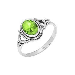 Peridot Stone Ring, 925 Sterling Silver Ring