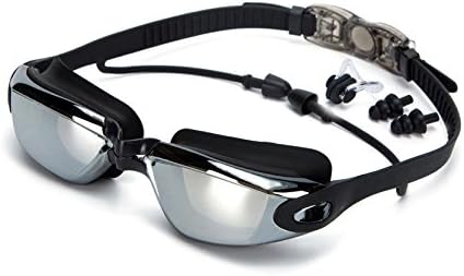 Swimming Goggles, Visator Clear Swimming Goggles with Built-In Ear Plugs Anti Fog UV Protection No Leaking Triathlon Swim Goggles with Free Protection Case for Adult Men Women Kids