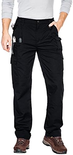 Nonwe Men's Multi Pockets Straight-Leg Cargo Pants Black M/34" Inseam