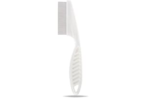 55 TRENDS 1 Piece Metal Hair Nit Comb With Long Handle Remove Head Nits Fine Metal Tooth Nit Comb For Adults Kids And Pets (White)
