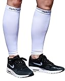 Calf Compression Sleeves - Leg Compression Socks for Runners, Shin Splint, Varicose Vein & Calf Pain Relief - Calf Guard Great for Running, Cycling, Maternity, Travel, Nurses (White, Small)