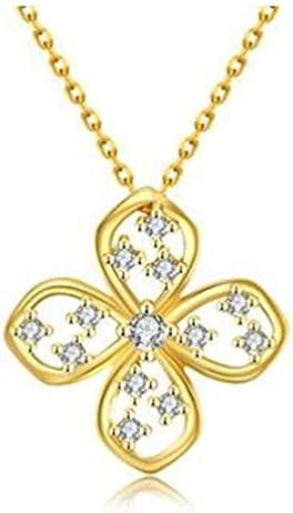 Guanta Zircon Necklace Clover Pendant Girls Fashion Jewelry(Gold)