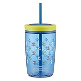 Rubbermaid Straw Kids Tumbler, 16 oz, Varsity Blue Anchors Away
