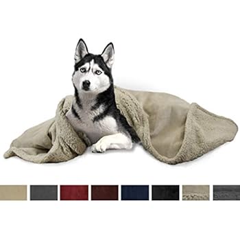 PetAmi Dog Blanket, Sherpa Dog Blanket | Plush, Reversible, Warm Pet Blanket for Dog Bed, Couch, Sofa, Car (Taupe/Taupe Sherpa, 50x40 Inches)