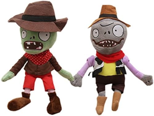 Muaquata 2 Pcs Zombies Stuffed Animal Plants Plush Toy,Green Cowboy Dwarf Zombies 28cm/11