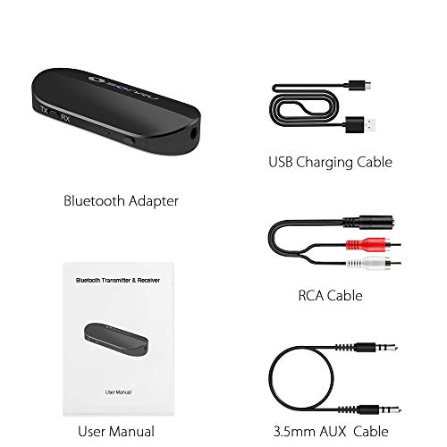 SONRU Bluetooth 5.0 Transmitter Receiver, 2in1 Wireless 3.5mm Aux