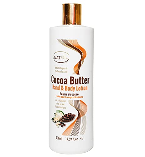 NATSKIN Cocoa Butter Hand and Body Lotion 500ml, Hydrating Moisturising Nourishing, Smoothes & Relieves Dry Skin, Moisturiser Lotion, Cruelty Free