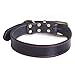 Moonpet Soft Real Genuine Leather Dog Collar - ID Tag Name Plate D-Ring - Heavy Duty for Small Medium Large Dogs Safety - Great for Running Walking Training - Black 16.5-20.5