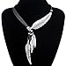 Silver Plated Q&Q Fashion Vintage Indian Big Leaf Feather Charms Lariat Leather Costume Aztec Bib Necklace