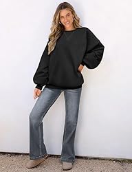 UEU Women Oversized Striped Crewneck Sweatshirt