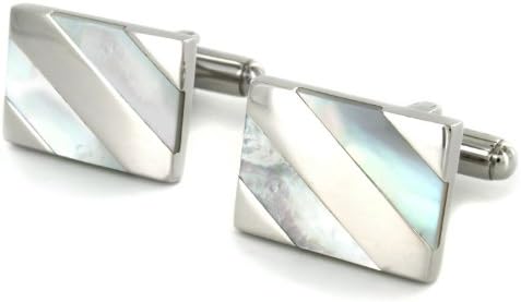 | Crucible Mother of Pearl Diagonal Inlay on Stainless Steel Cuff Links