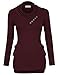 Timeson Womens Long Sleeve Cowl Neck Buttons Stretchy Knitting Tunic Top, Wine, Large