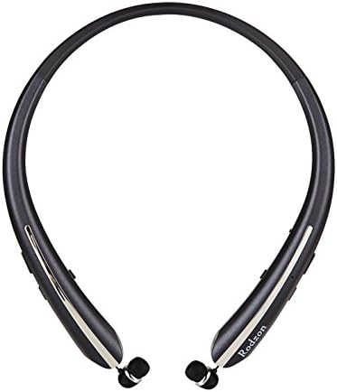 Rodzon Bluetooth Headphones, Retractable Earbuds Neckband HD Stereo Wireless Headsets, Bluetooth 4.1 Sweatproof Sport Earphones with Mic, 15 Hours Playtime for iPhone Android Cellphones-Black