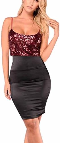 Fairviewer Womens Sleeveless Halter Sporty Athletic Vest Crop Tank Top (XL, Sequin-Wine Red)