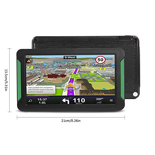 Lesgos Car GPS, 7 Inch 8GB 40 Languages HD Resistor Waterproof Navigation System Vehicle GPS Units & Equipment for Cars Lifetime Map Updates Touch Screen Real Voice Direction Vehicle GPS Navigator