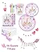Unicorn Party Birthday Supplies Kit High Quality Serves 16 Guests, includes a Table Cover, a Unicorn Banner, Cute Cups, Colorful Cutlery, 2-set Plates. Perfect to Host a Special Party for Your Girl
