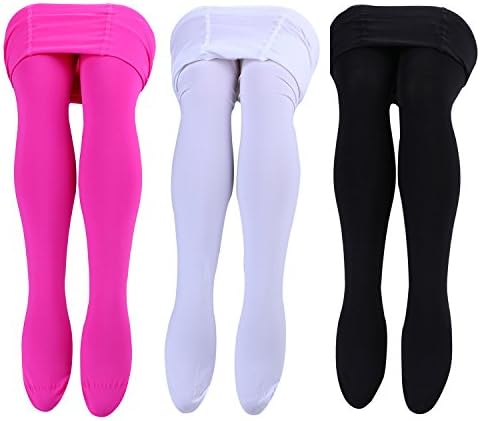 Elitimmy 3 Pairs Pack Big Girls Footed Dress Tights