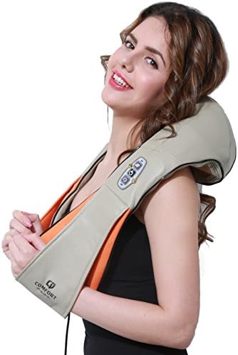 2017 Newest Comfort Paws 4D Deep Kneading Shiatsu Home & Car Massager with Infrared Heat/ Portable Neck, Shoulder, Back, Waist, Full body Massager Pillow/Speed Control, Bi-Direction Control (Biege)