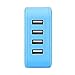 Lumsing 35W 7A 4-Port USB Wall Charger with Folding Plug Portable Travel Charger For iPhone 6 Plus, iPad, Samsung Galaxy S6 Edge(Blue)
