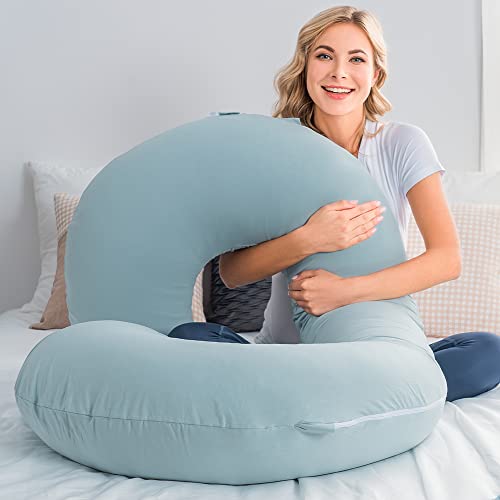 INSEN Pregnancy Pillow, Cooling Pregnancy Body Pillow with Jersey Cover