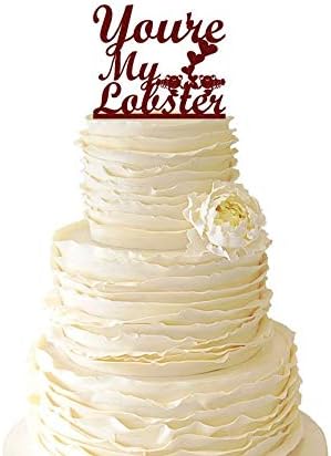 KISKISTONITE Glitter Red You're My Lobster With Lobsters- Wedding - Bridal Shower - Engagement - Acrylic Cake Topper - Wedding Gift Party Supplies