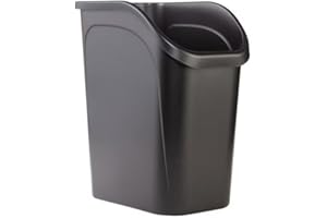 Rubbermaid's Trash Bin 24L (6.4 Gallon), Rectangular Black Plastic Garbage Can, Heavy-Duty Space-Saving Design for Kitchen, B