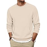 AUSELILY MEN Men's Crewneck Sweatshirts Cotton Casual Hoodless Pullover Long Sleeve with Kangaroo Pockets X Decoration