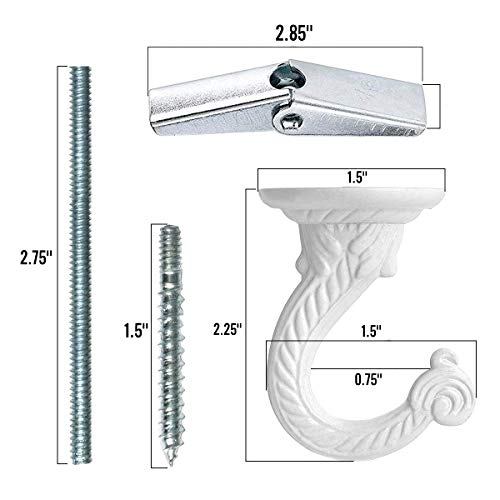 4 Complete Sets Large 2.25" Heavy Duty 30 lb Capacity Ceiling Hooks