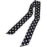 CT COTIM COYIN Silky Polka Dot Scarf, Long Narrow Neck Accessory, Handbag Handle Ribbon, Hair Band, Fashion Scarf
