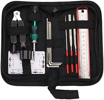 Guitar Repair Tool Kit Guitar Repair Maintenance Care Tools Set, Includes String Winder String Cutter Hex Wrench String Action Ruler for Guitar Ukulele Bass Mandolin Banjo