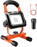 TACKLIFE Rechargeable LED Work Light, 15w Portable Flood Light, Waterproof IP65 Emergency Light, Portable Light for Camping, Fishing, USB Output for Mobile Device, 6000k Color Temperature