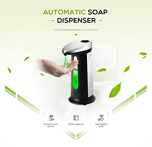BISOZER Soap Dispenser, Touchless Stainless Steel Automatic Soap Dispenser, IR Infrared Motion Sensor Liquid Dish Sanitizer Dispenser, Water Resistant Hand Free Dish Soap Kitchen Bathroom - Thumbnail 2