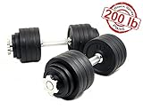 Unipack Cast Iron Adjustable Dumbbells 200lbs Black