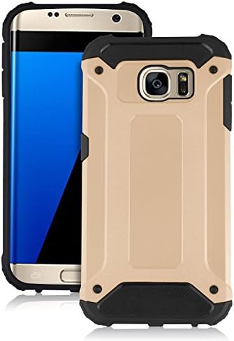 HAOKE BOSS Case Hybrid Durable Shield TPU+PC Shockproof Back Cover for Samsung Galaxy S7 Edge Only (Black Golden)