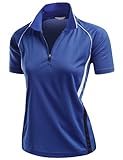 Xpril Coolmax 2 Tone Collar Short Sleeve Zipper Polo Tee Cobalt Size M
