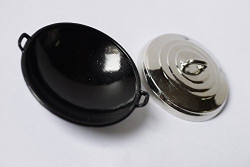 Dollhouse Miniature Food Cooking Pan Tools Black Chinese Wok with Lid 10915