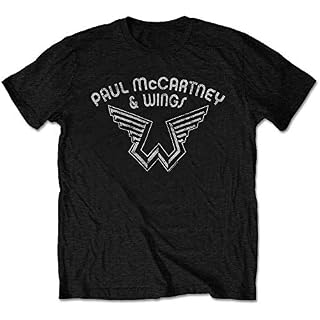 Paul McCartney & Wings T-Shirt Logo The Beatles Music New Black Cotton - Les Beatles, Paul McCartney, John Lennon, RIngo Starr, George Harrison
