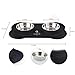 Pet Bowls Puppy Food Bowls Stainless Steel Dog Cat Bowls with No Spill Non-Skid Silicone Mat 24oz Feeder Bowls for Small Dogs Cats Pet-Black