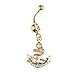Crystal Rhinestone Anchor Dangle Navel Belly Button Barbell Ring Body Piercing (Golden)