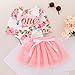HAPPYMA Baby Girl Fall Outfits 1st Birthday Romper Long Sleeve Tops Floral Tutu Skirt 2Pcs Clothing Set (Pink # 2, 12-18 Months)