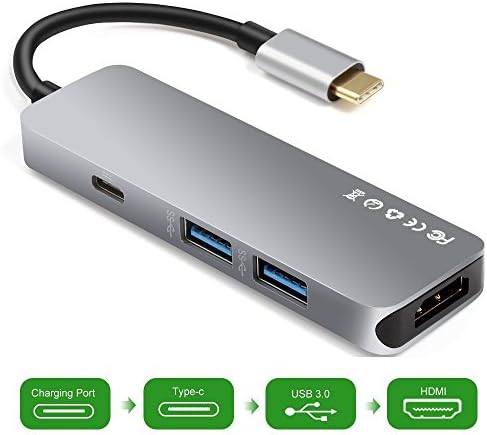 EFGTEK USB C Hub, USB Type C 3.1(Compatible Thunderbolt 3) to 4K HDMI Adapter, USB-C to Multiport Dock HDMI/USB 3.0/USB 2.0/80W USBC PD Port for MacBook/Pro, Dell XPS, HP Spectre,Lenovo, Chromebook