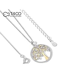 T400 Joyeros, Collar colgante para mujer de plata, 18 pulgadas + 2 pulgadas, regalo familiar.